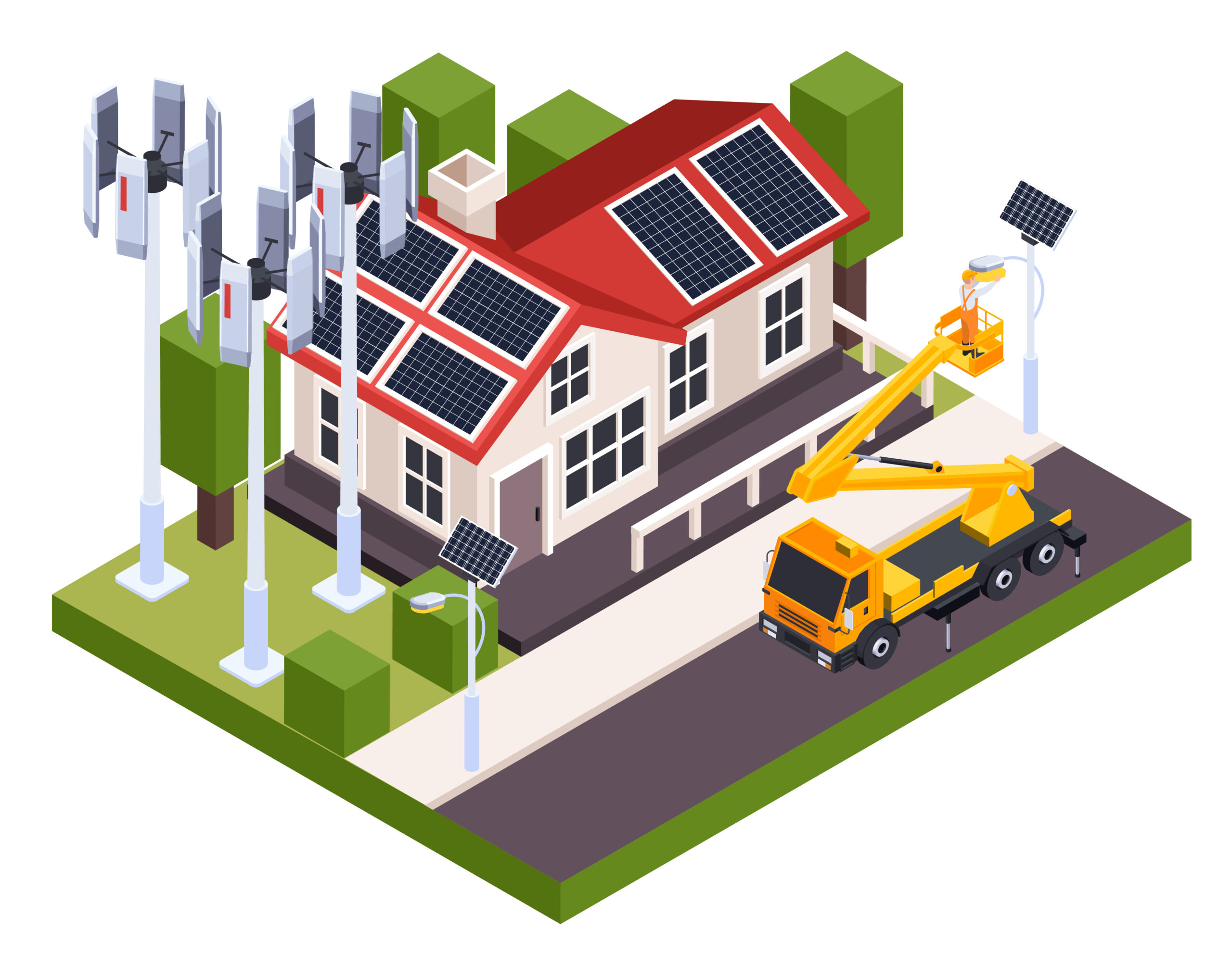 Electricity Isometric Composition