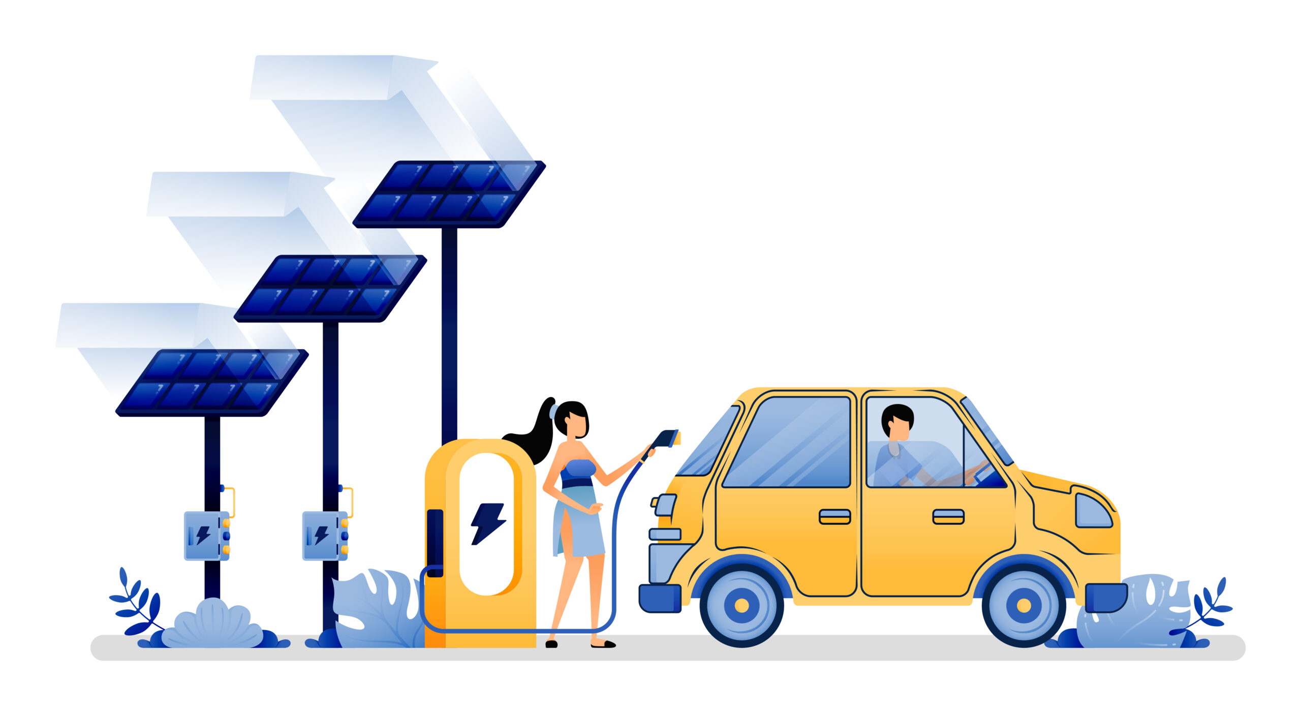 vector illustration of electric charging for electric cars with